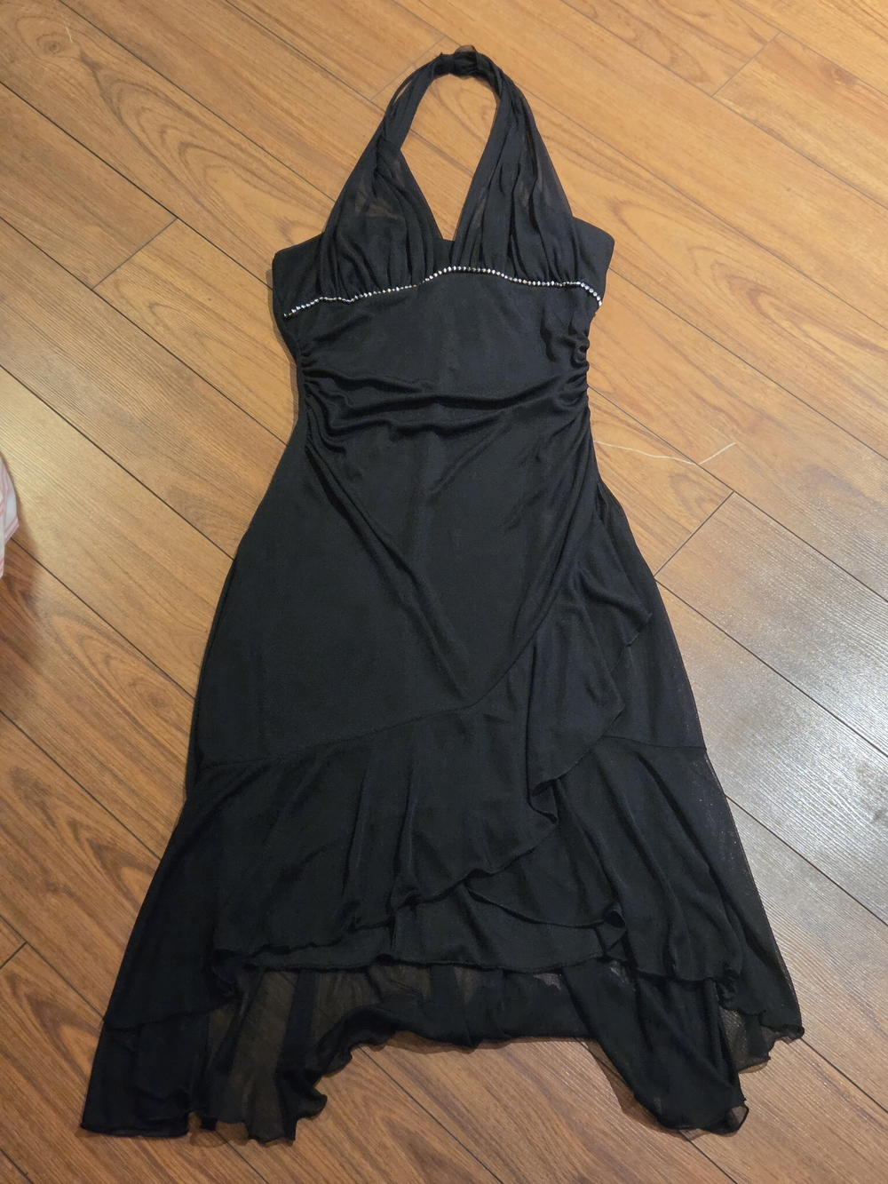 Jessica Black Halter High-Low Ruffle Dress